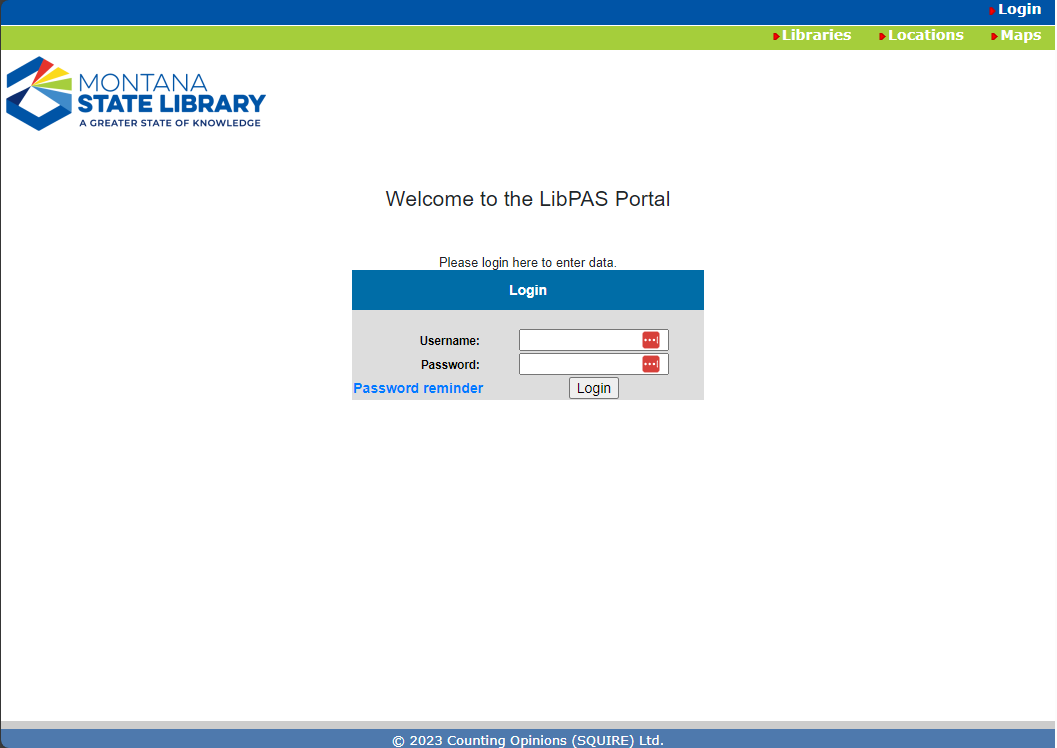 Screenshot of the PLS portal