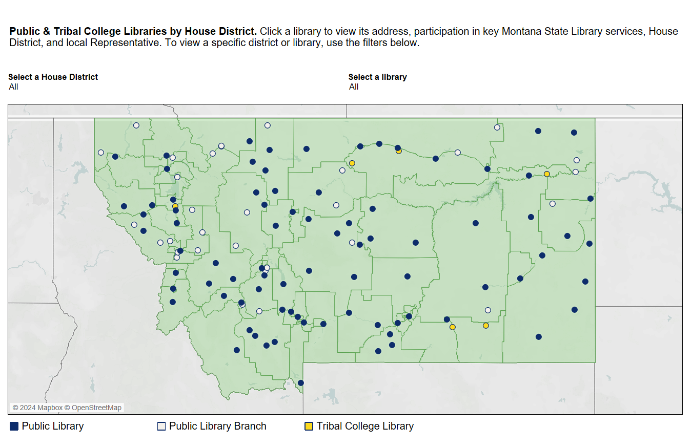 Montana Public and Tribal College Libraries by Montana House District