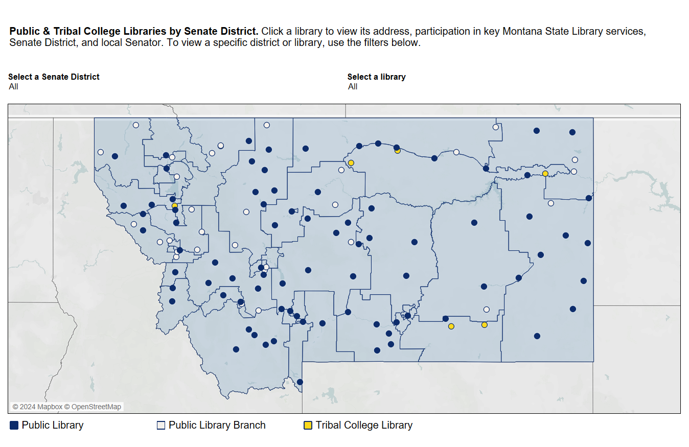 Montana Public and Tribal College Libraries by Montana Senate District