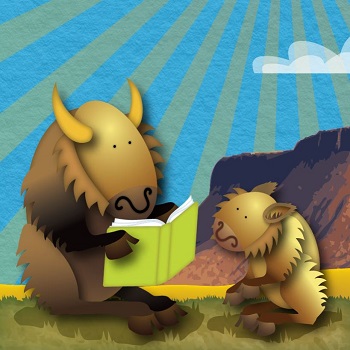 Two bison reading